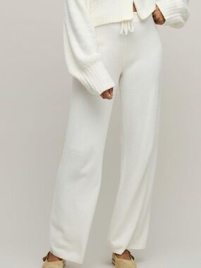 Barefoot Dreams Cream Wide-Leg Knit Lounge Pants